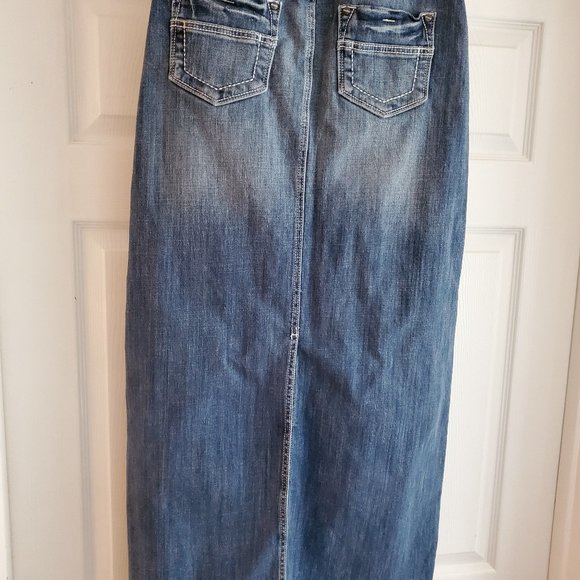 Maurice  Distressed Denim Skirt  1/2 - Picture 5 of 6